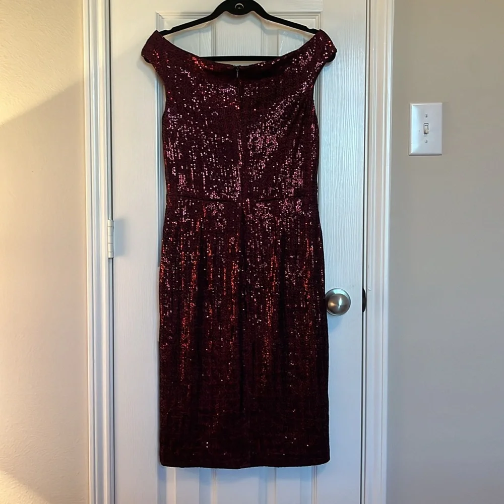 NWT Lauren Ralph Lauren Ruby Red Sequin Dress - Picture 4 of 10